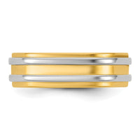14k Two-Tone Y/W 6mm Double Banded Wedding Band Size 13