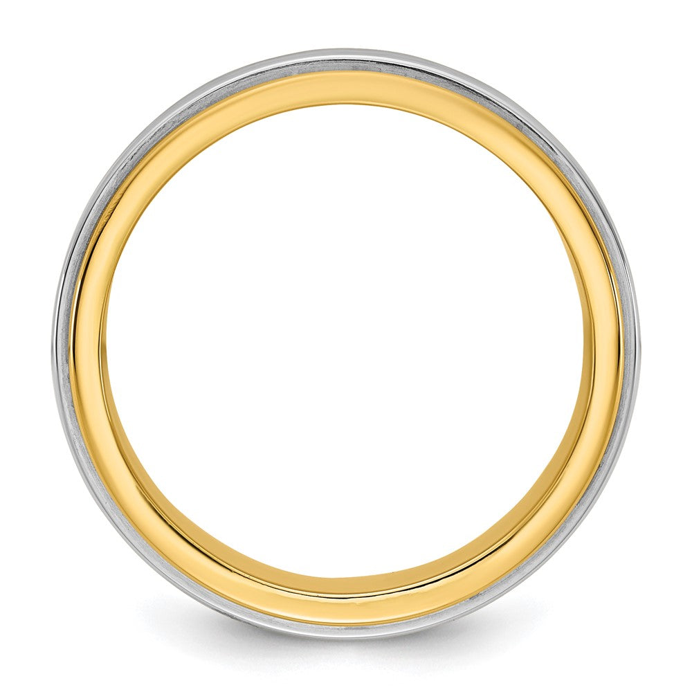 14k Two-Tone Y/W 7mm Double Banded Wedding Band Size 10