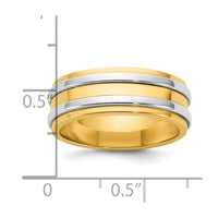 14k Two-Tone Y/W 7mm Double Banded Wedding Band Size 9