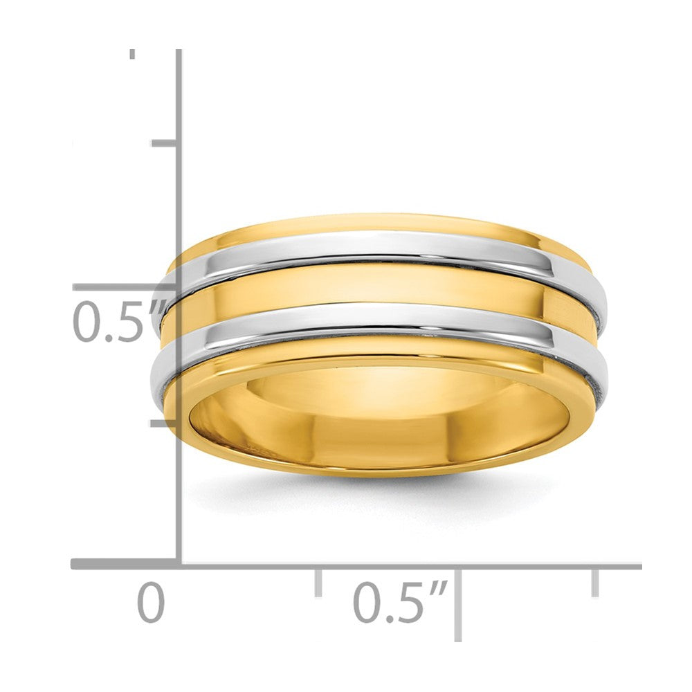 14k Two-Tone Y/W 7mm Double Banded Wedding Band Size 10.5