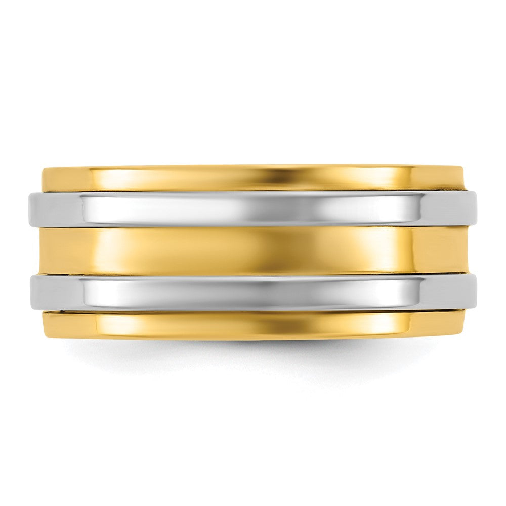 14k Two-Tone Y/W 8mm Double Banded Wedding Band Size 7