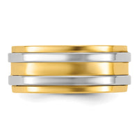 14k Two-Tone Y/W 8mm Double Banded Wedding Band Size 12