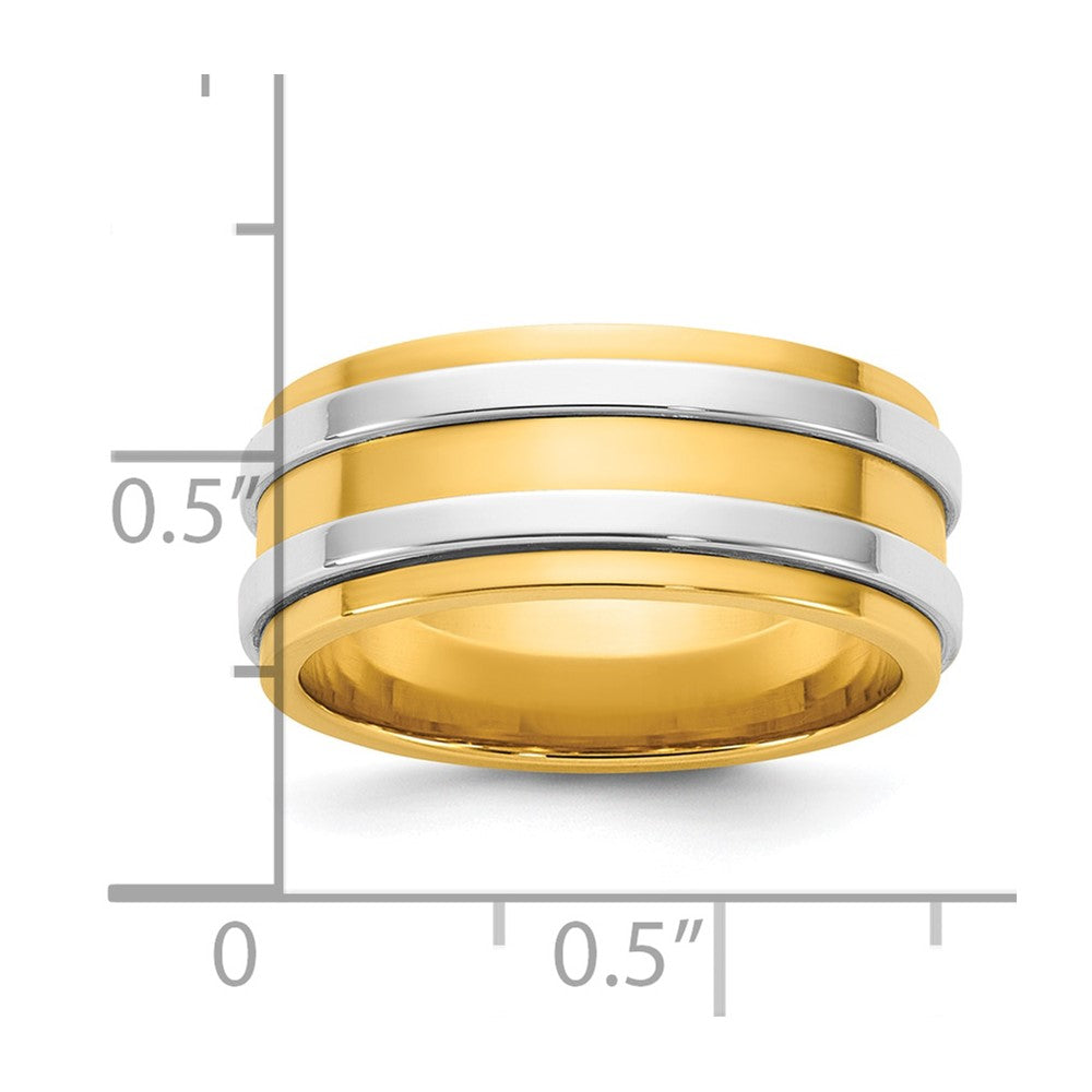 14k Two-Tone Y/W 8mm Double Banded Wedding Band Size 7