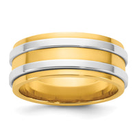 14k Two-Tone Y/W 8mm Double Banded Wedding Band Size 11