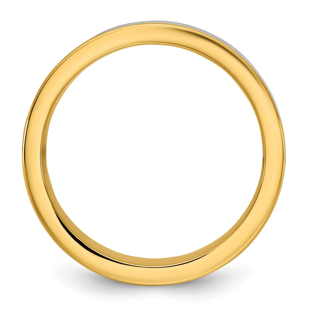 14k Two-Tone Y/W 6mm Step Up Beveled Wedding Band Size 13