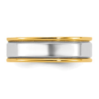 14k Two-Tone Y/W 6mm Step Up Beveled Wedding Band Size 12