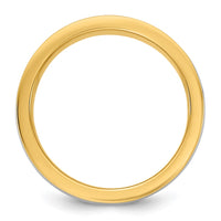 14k Two-Tone Y/W 6mm Half Round Wedding Band Size 10.5