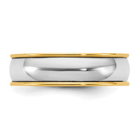 14k Two-Tone Y/W 6mm Half Round Wedding Band Size 7