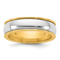 14k Two-Tone Y/W 6mm Half Round Wedding Band Size 12.5