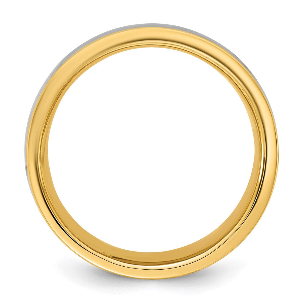 14k Two-Tone Y/W 7mm Half Round Wedding Band Size 11.5