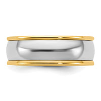 14k Two-Tone Y/W 7mm Half Round Wedding Band Size 11.5