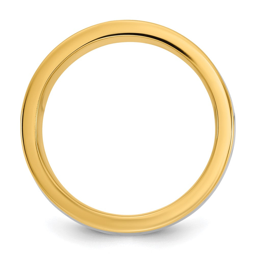14k Two-Tone Y/W 8mm Half Round Wedding Band Size 12