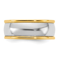 14k Two-Tone Y/W 8mm Half Round Wedding Band Size 12