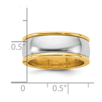14k Two-Tone Y/W 8mm Half Round Wedding Band Size 7