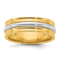 14k Two-Tone Y/W 6mm Single Banded Wedding Band Size 8.5