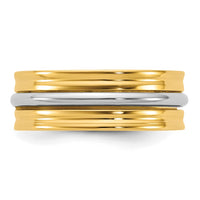14k Two-Tone Y/W 7mm Single Banded Wedding Band Size 11