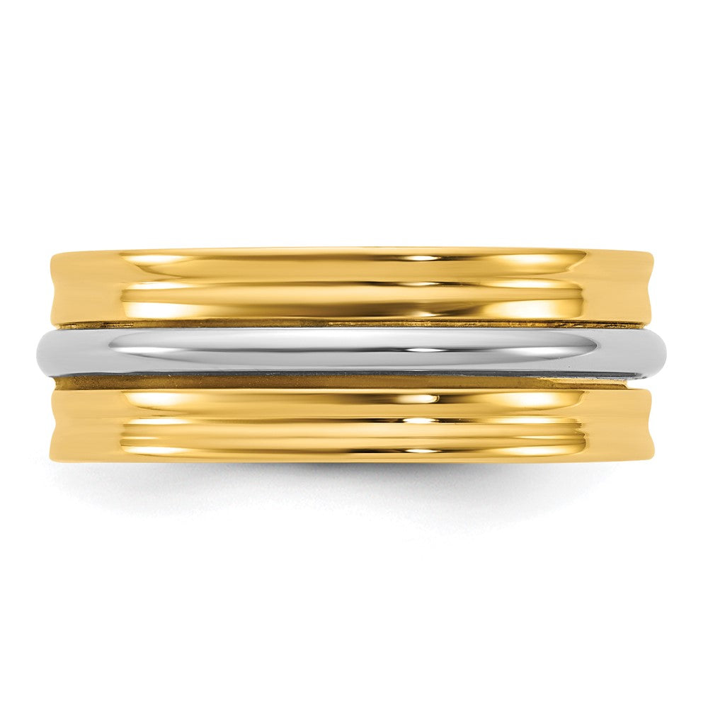14k Two-Tone Y/W 7mm Single Banded Wedding Band Size 8.5