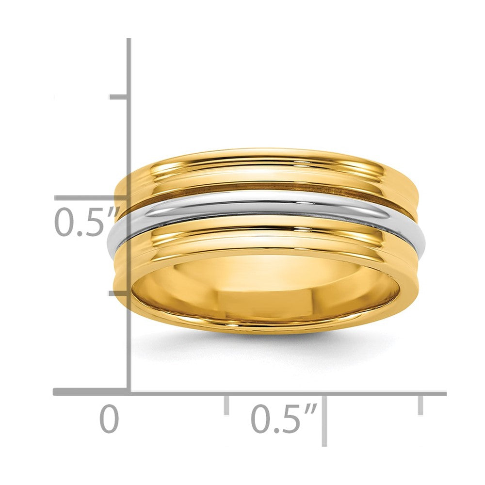 14k Two-Tone Y/W 7mm Single Banded Wedding Band Size 7