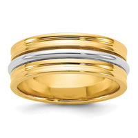 14k Two-Tone Y/W 7mm Single Banded Wedding Band Size 8.5