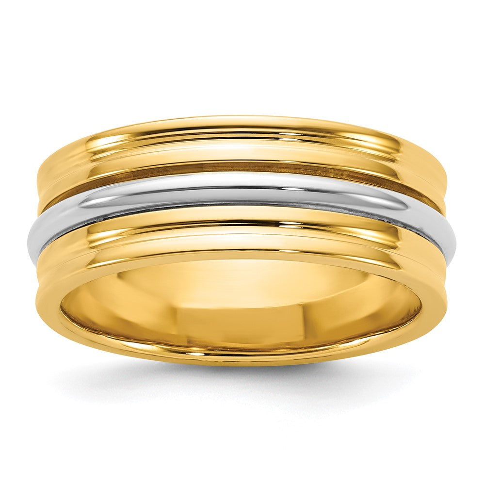 14k Two-Tone Y/W 7mm Single Banded Wedding Band Size 10.5