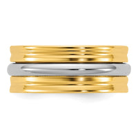 14k Two-Tone Y/W 8mm Single Banded Wedding Band Size 12.5