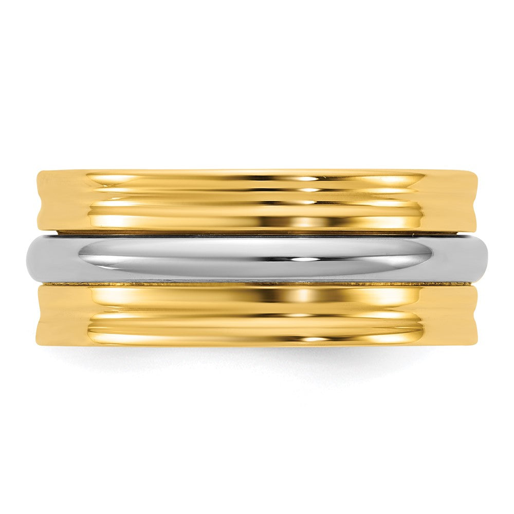 14k Two-Tone Y/W 8mm Single Banded Wedding Band Size 9.5
