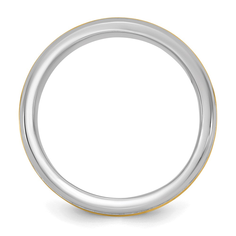 14k Two-Tone W/Y 6mm Beveled Edge Wedding Band Size 11.5