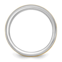 14k Two-Tone W/Y 6mm Beveled Edge Wedding Band Size 11.5