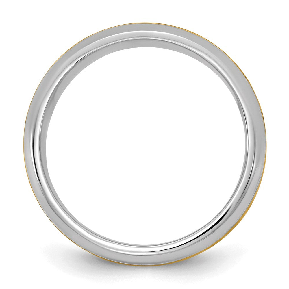 14k Two-Tone W/Y 7mm Beveled Edge Wedding Band Size 13.5
