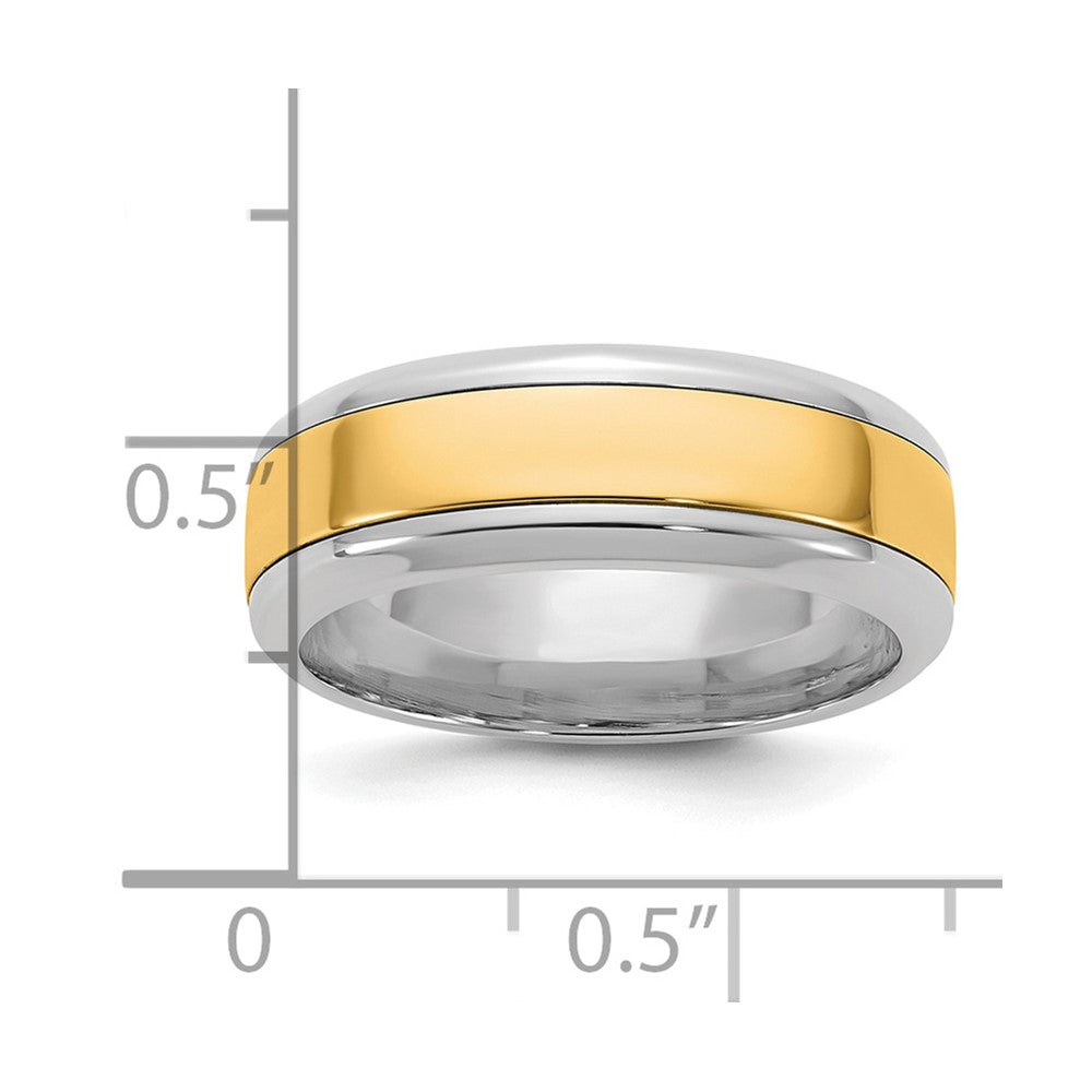 14k Two-Tone W/Y 7mm Beveled Edge Wedding Band Size 9