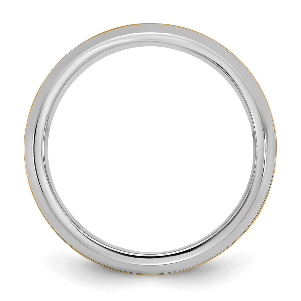 14k Two-Tone W/Y 8mm Beveled Edge Wedding Band Size 13
