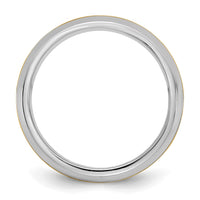 14k Two-Tone W/Y 8mm Beveled Edge Wedding Band Size 10.5