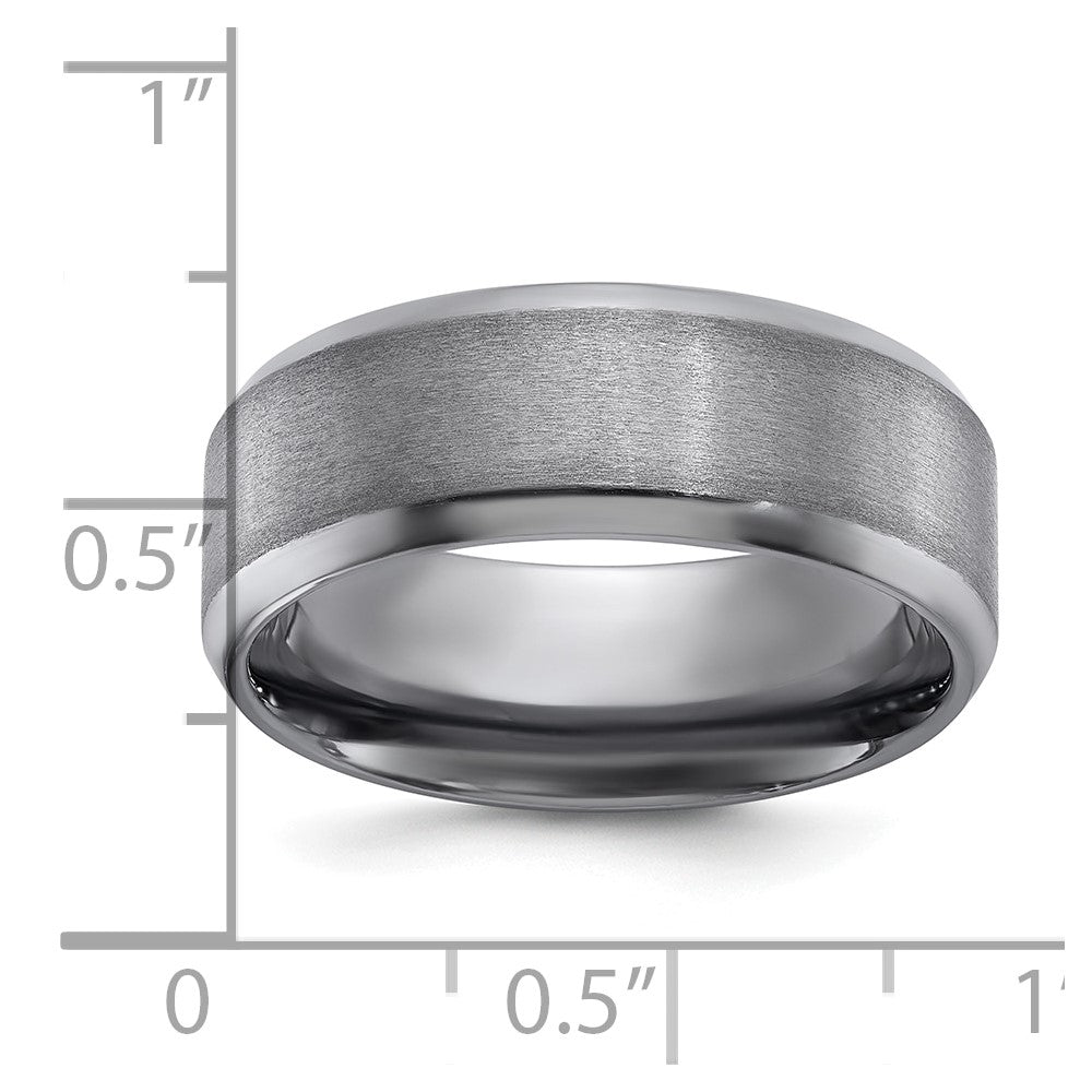 Tantalum Brushed and Polished 8mm Beveled Edge Band