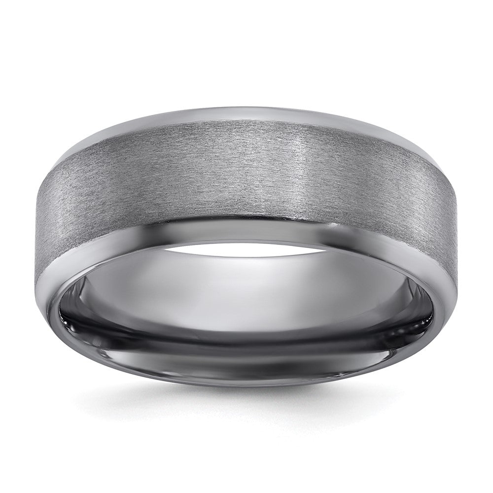 Tantalum Brushed and Polished 8mm Beveled Edge Band