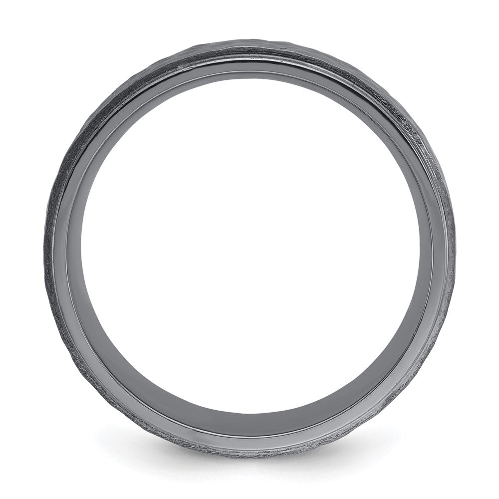 Tantalum Brushed and Polished Hammered 8mm Beveled Edge Band