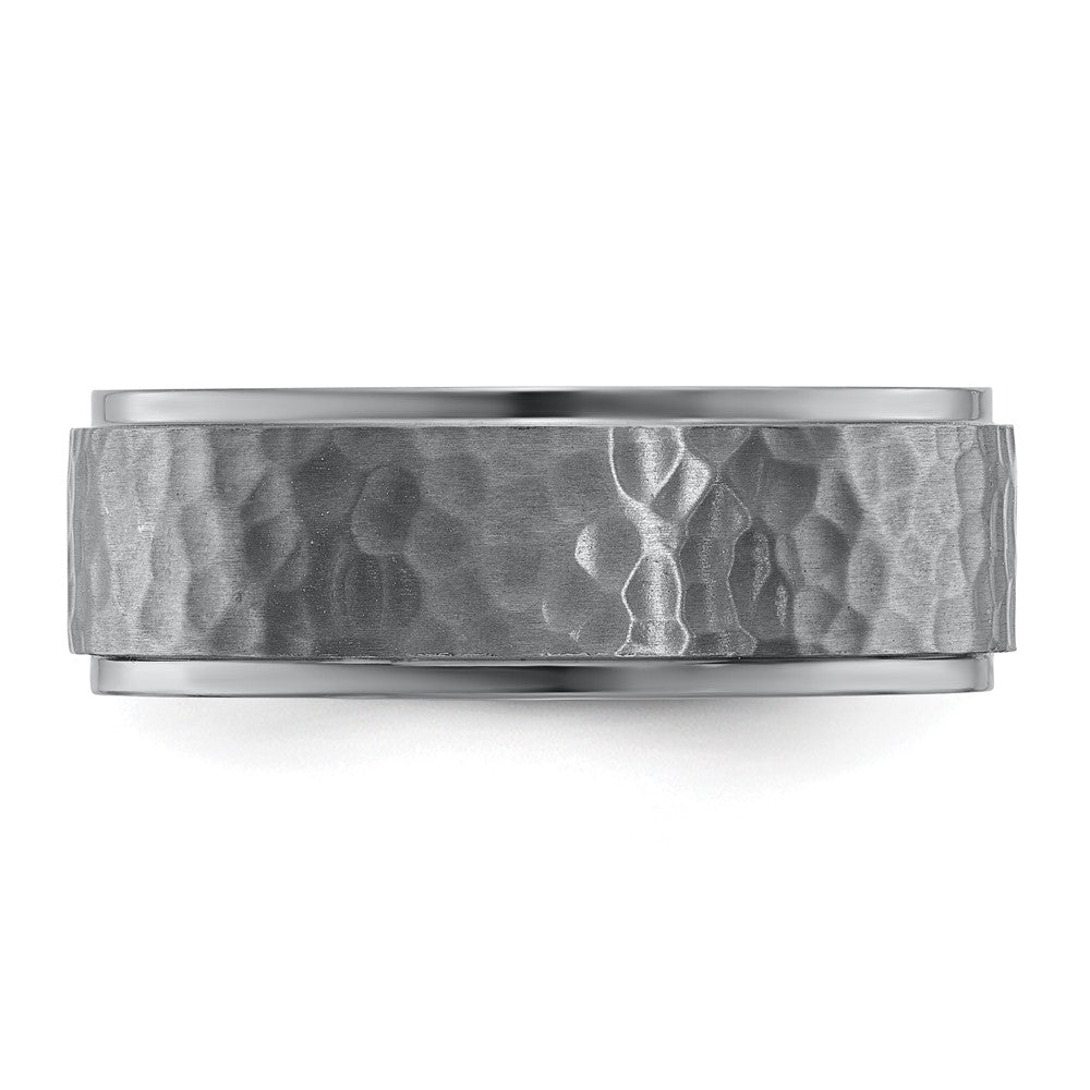Tantalum Brushed and Polished Hammered 8mm Beveled Edge Band