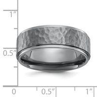 Tantalum Brushed and Polished Hammered 8mm Beveled Edge Band