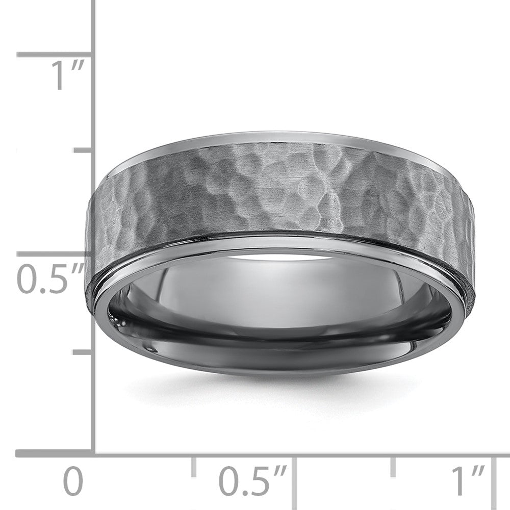 Tantalum Brushed and Polished Hammered 8mm Beveled Edge Band