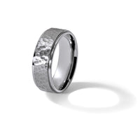 Tantalum Brushed and Polished Hammered 8mm Beveled Edge Band