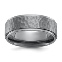 Tantalum Brushed and Polished Hammered 8mm Beveled Edge Band