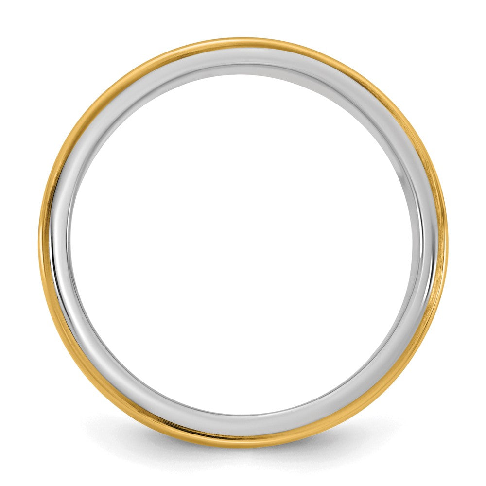 14k Two-Tone W/Y 6mm Step Edge Wedding Band Size 8.5