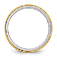 14k Two-Tone W/Y 6mm Step Edge Wedding Band Size 8.5