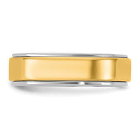 14k Two-Tone W/Y 6mm Step Edge Wedding Band Size 12