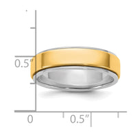 14k Two-Tone W/Y 6mm Step Edge Wedding Band Size 8.5