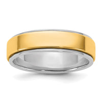 14k Two-Tone W/Y 6mm Step Edge Wedding Band Size 13