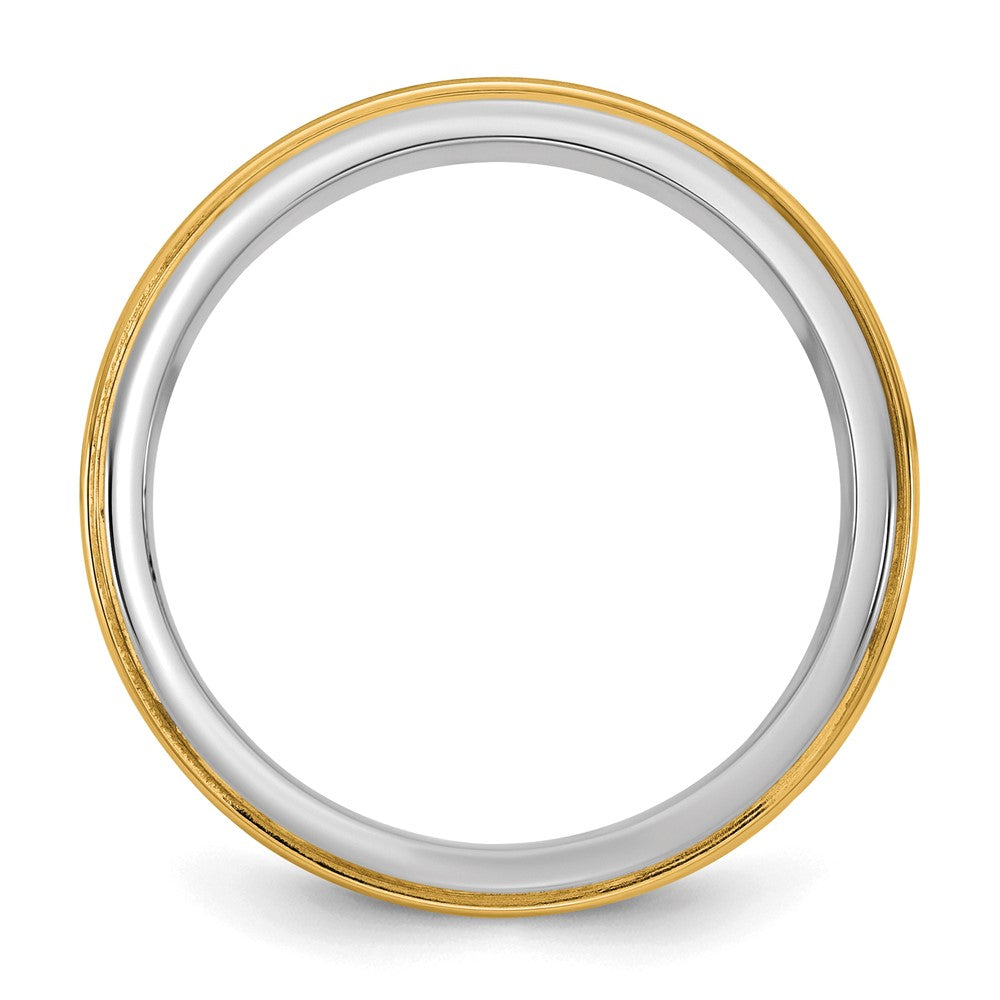 14k Two-Tone W/Y 7mm Step Edge Wedding Band Size 7