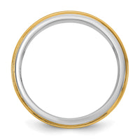 14k Two-Tone W/Y 7mm Step Edge Wedding Band Size 11.5