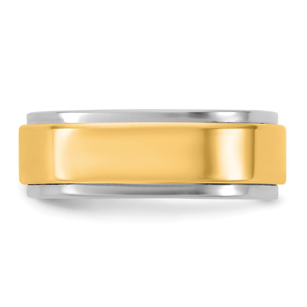 14k Two-Tone W/Y 7mm Step Edge Wedding Band Size 11.5