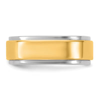 14k Two-Tone W/Y 7mm Step Edge Wedding Band Size 7