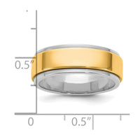 14k Two-Tone W/Y 7mm Step Edge Wedding Band Size 11.5